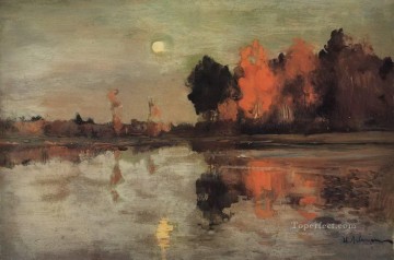  luna - Luna crepuscular 1899 Isaac Levitan paisaje fluvial